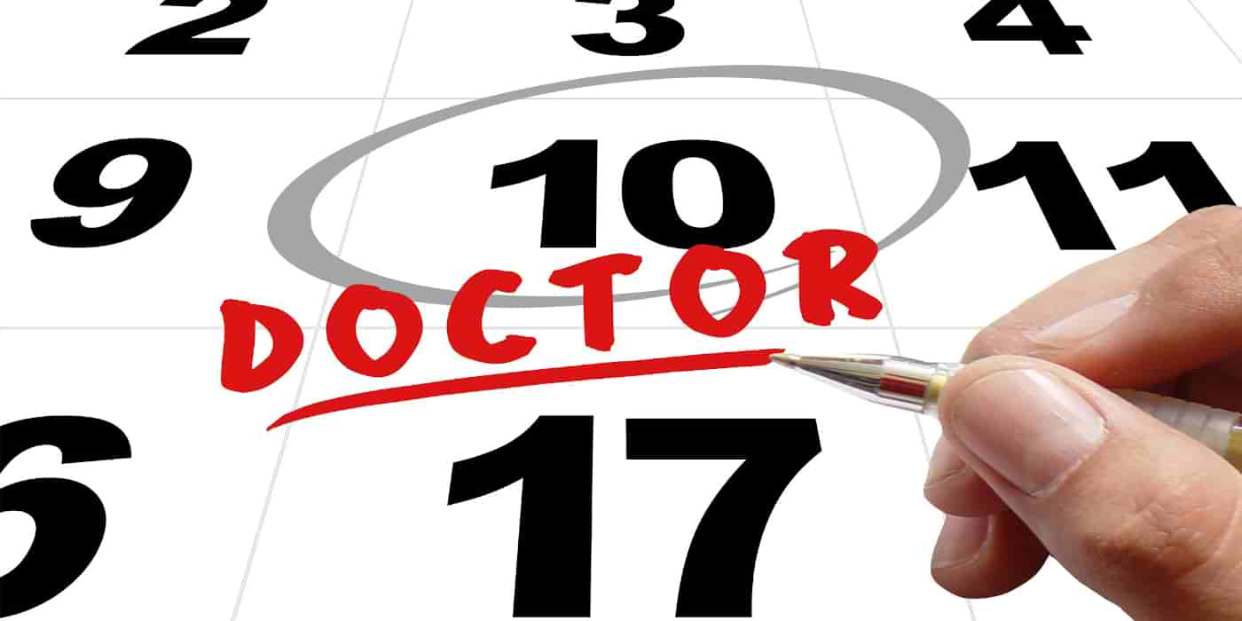 Calendar with a day circled and the word doctor adjacent 